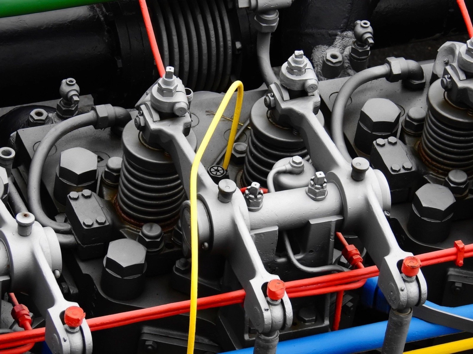 Diesel truck engine being diagnosed