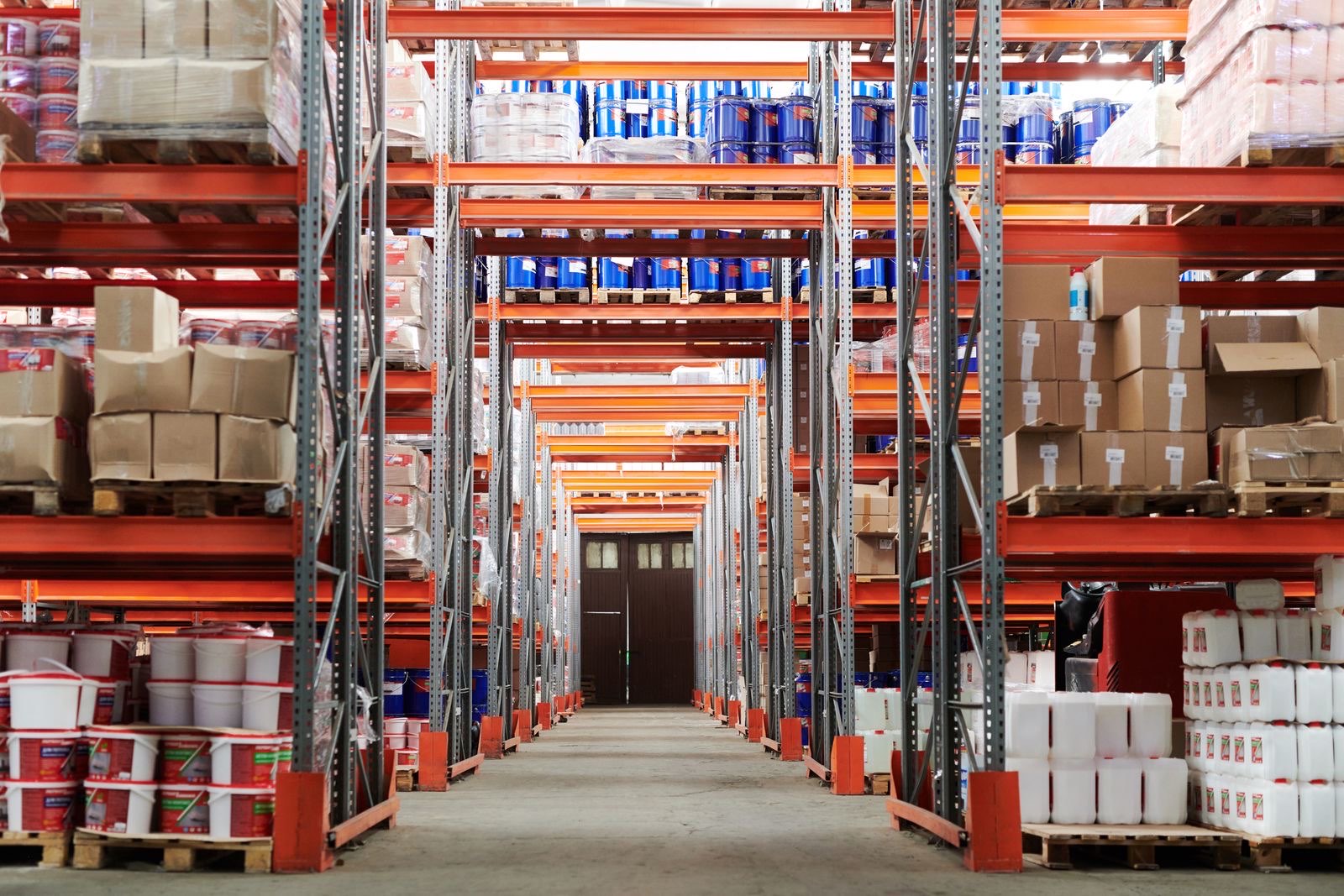 Warehouse storage racking full of palletized goods